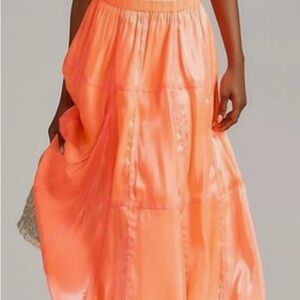 Anthropologie Vibrant Orange Maxi Skirt